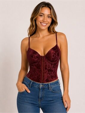 Lulus Velvet Detail Bustier Crop Top